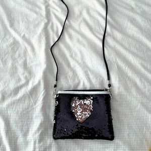Aldo sequinned purse black/silver new